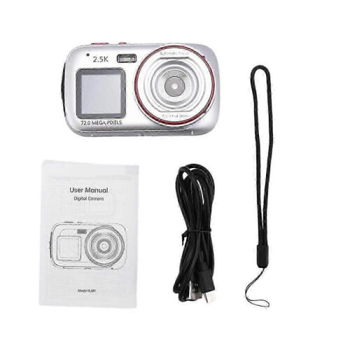 16x Zoom Dual Screen 72MP HD Camera with MP3 Player Function and Auto Focus for Kids - Silver