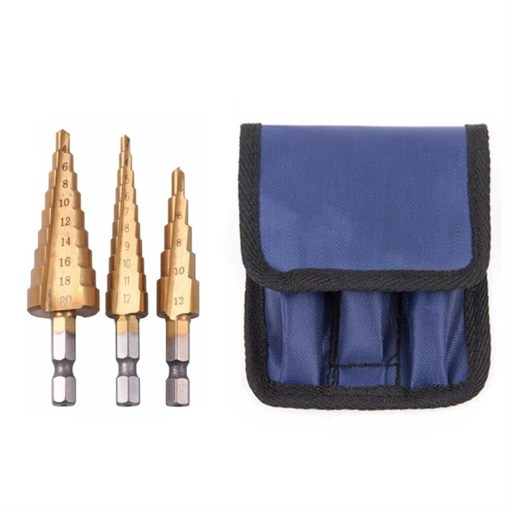 Hss Titanium Coated Step Drill Bit 312Mm 412Mm 420Mm Hex Shank For 4241 Speed Steel Step Cone Drill 9001264010614