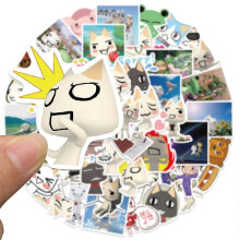 50 Japanese Cartoon Toro Cat Stickers, Luggage Stickers, Laptop Stickers, and Guitar Waterproof Stickers