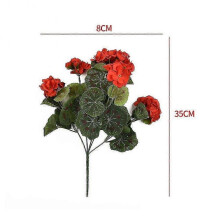 5 Branch Artificial Red and Pink Geranium Flowers for Festive Home Decoration Silk Material