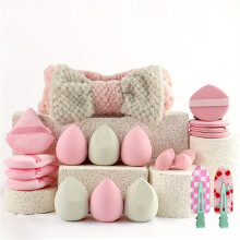 (21 piece suit) pink makeup kit, the set includes a multi-size soft brush, a variety of makeup eggs, a portable large-capacity travel