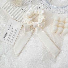 (White ribbon hair tie) Women's long ribbon hair tie, super elegant and high-end satin ribbon hair tie, hair rope, hair accessory