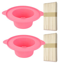 14oz Reusable Silicone Wax Warmer Liner with 100 Waxing Sticks, Nonstick Wax Pot for Hair Removal (2pcs Pink)