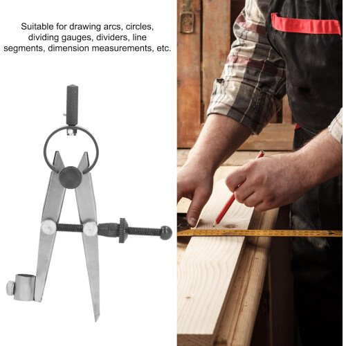 Carbon Steel Adjustable Wing Divider Drafting Compass For Woodworking With Pencil Holder 2