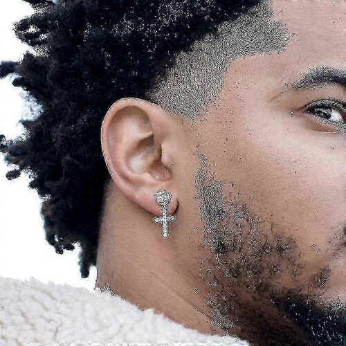 Stylish Gold Cross Earrings for Men 1