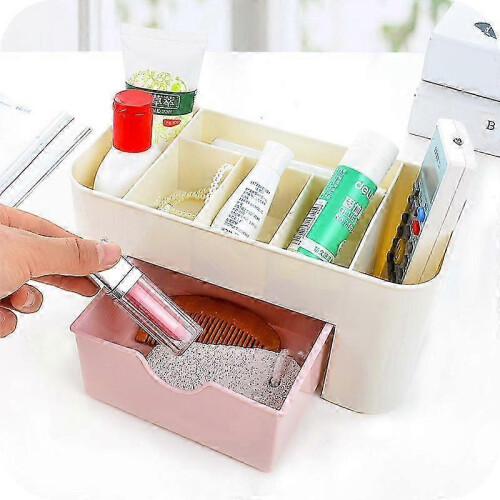 Double-Layer Plastic Makeup Organizer Storage Box for Cosmetics and Jewelry Desktop Container 2