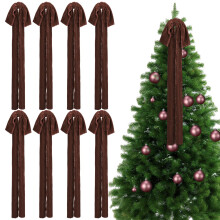8 Pcs Extra Large Dark Brown Christmas Velvet Bows with Raw Edge for Tree Topper and Holiday Decor