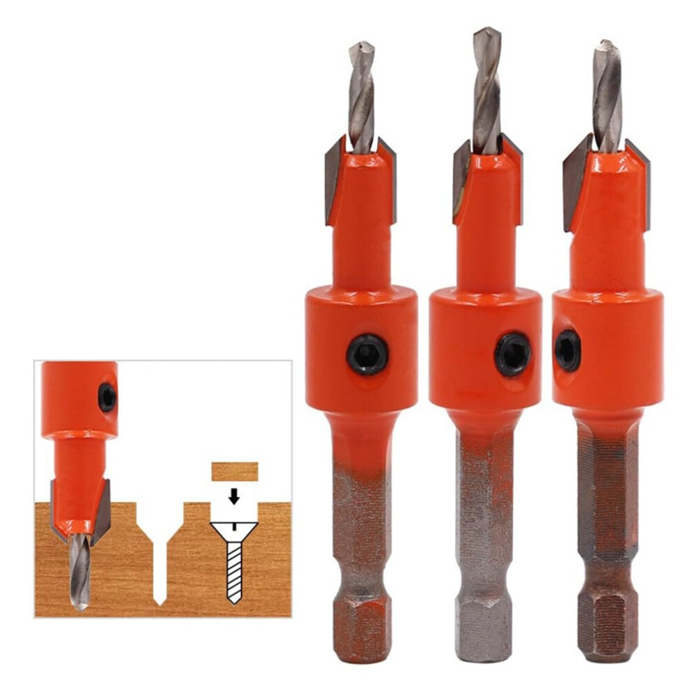 Woodworking Countersink Drill Bit With 1/4 Inch Hex Shank, Step Drill Bit And Pilot Hole Counterbore, Adjustable Stop Collar 9001264012830