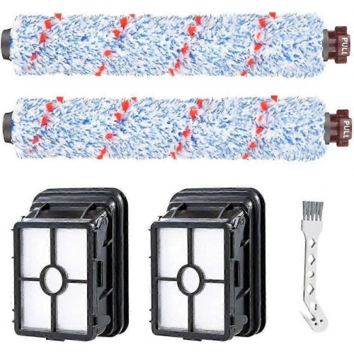Replacement 2 Multi-Surface Roll Brush + 2 Filters Compatible with Certain Brand Crosswave Series