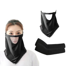 UV Protection Face Mask and Sun Protection Arm Sleeves UPF 50+ Cooling Ice Silk for Outdoor Sports