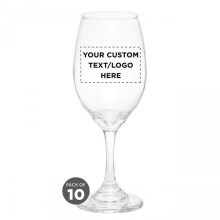 10 Clear Water and Goblet Glasses Set, 12.75 oz. - Text and Logo - Made in Colombia