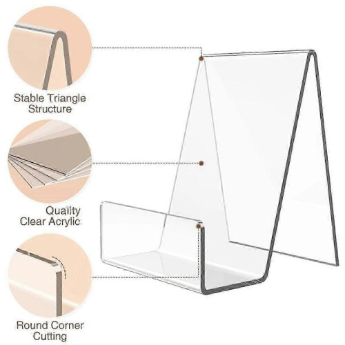 5 Pack Acrylic Book Stand, Clear Easel Display Holder for Postcards, CDs, and Frames 2