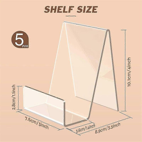 5 Pack Acrylic Book Stand, Clear Easel Display Holder for Postcards, CDs, and Frames 1