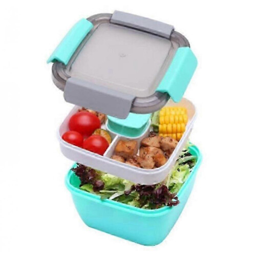 Green Leak-proof Bento Box Salad Container with 3 Compartments 2