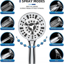 High Pressure Filtered Detachable Shower Head for Bathroom with Anti-clog Design, 5-Inch Size, Compatible with Various Brands