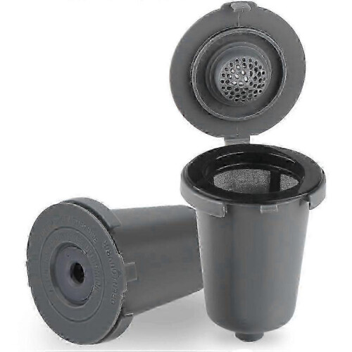 2 pcs Grey Reusable Filter Cups Suitable for Single-Serve Coffee Makers