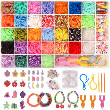 Conjunto com mais de 2500 elásticos para tear, 40 conjuntos de elásticos coloridos para pulseiras, elásticos para tear DIY para pulseiras in