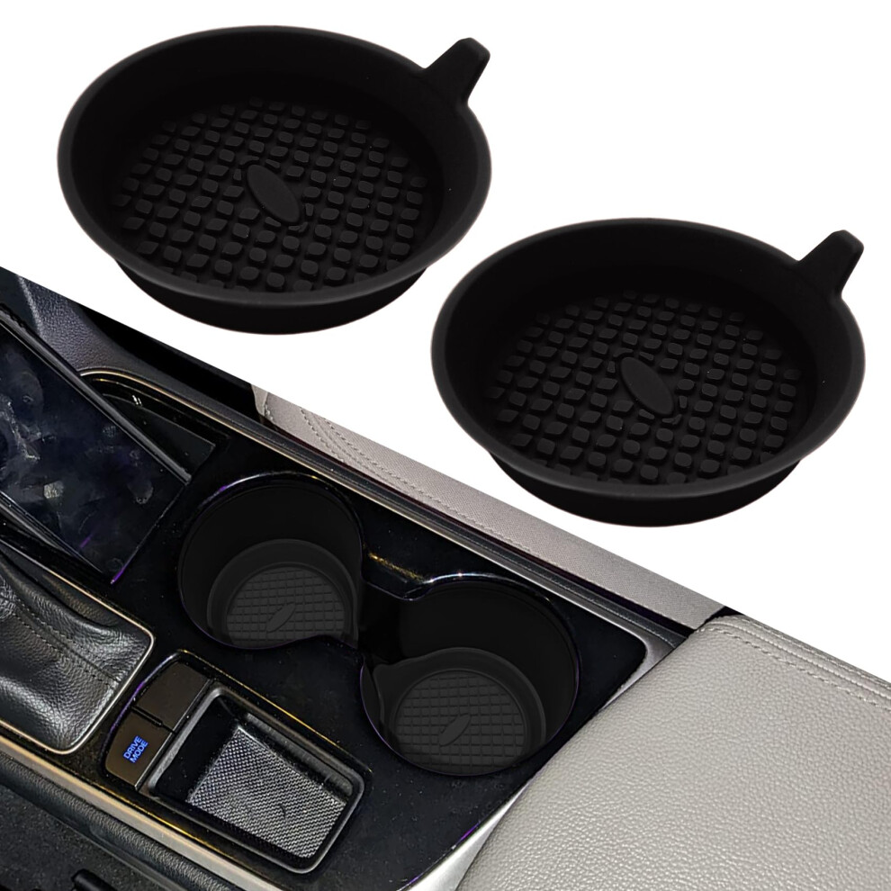 2Pcs Car Cup Holder Coaster Silicone Nonslip Waterproof Universal Fit For Suv Sedan Truck Black 9001264013820