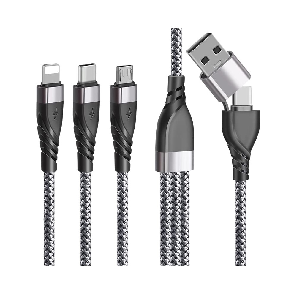 Multi Charger Cable 1.2M Usb A/Usb C 5In1 Nylon Braided Fast Charge Micro Usb Type C Connector For Android Samsung 9001264014599