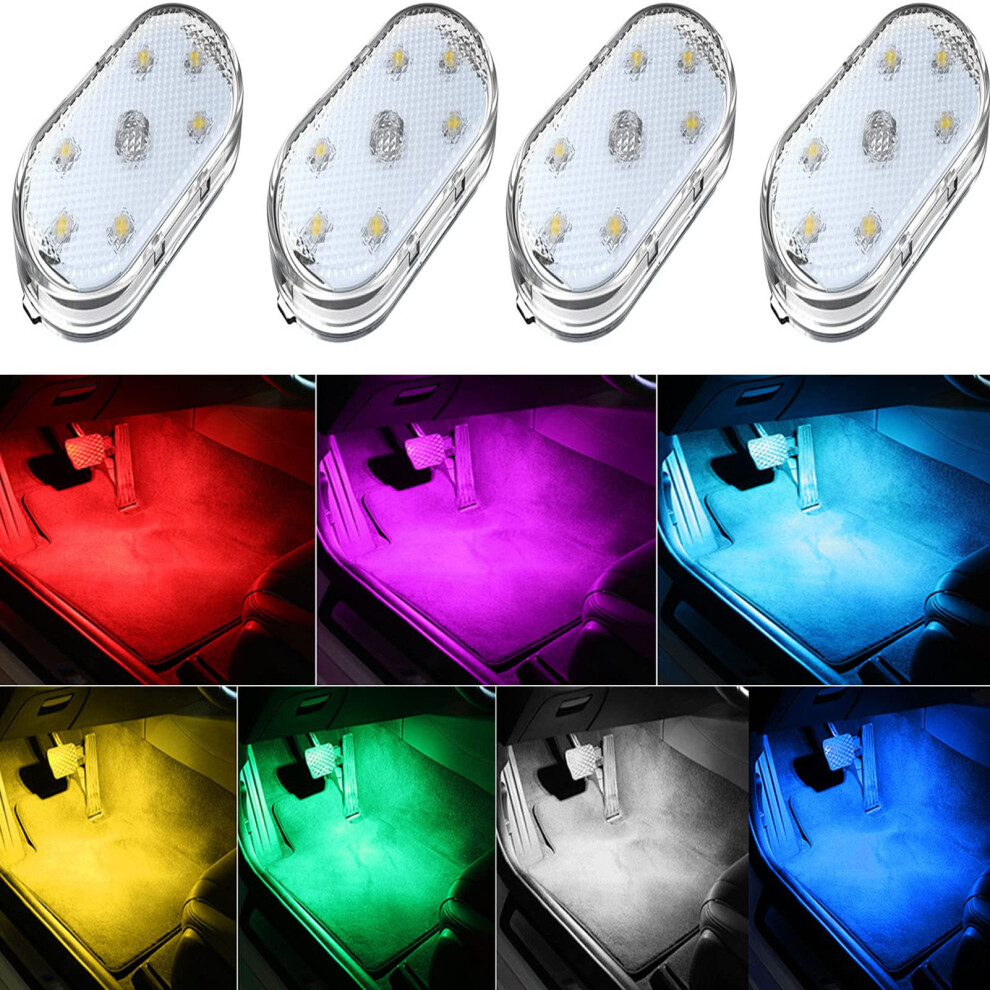 4Pcs Wireless Car Interior Led S, 7Color Ambient Ing, Usb Rechargeable, Magnetic Control Light 9426802847390