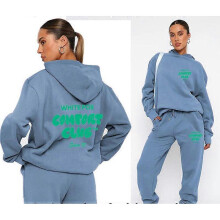 (XXL, Sky Blue 2) Sweatshirt and trousers suit fashionable sports long-sleeved pullover hooded sweatshirt