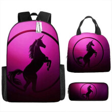 (Lunch pack) Children's Backpack Three-Piece Set for Primary and Secondary School Students: Cartoon Lunch Bag and Anime Pencil Case