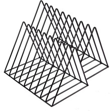 Organizador de escritorio elegante, con forma triangular para mayor estabilidad, ideal para guardar discos de vinilo y para uso en la oficina en casa.