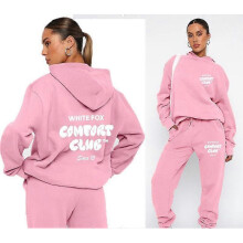 (XXL, Pink 3) Sweatshirt and trousers suit fashionable sports long-sleeved pullover hooded sweatshirt