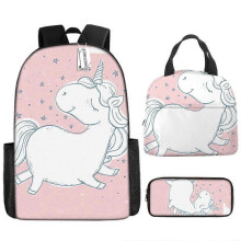 (pencil case) Children's Backpack Three-Piece Set for Primary and Secondary School Students: Cartoon Lunch Bag and Anime Pencil Case