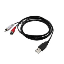 1.5m USB A Male to 2x RCA Phono Male AV Cable Lead for PC, TV, Aux Audio and Video Connection Adapter