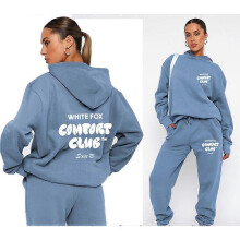 (XL, Sky blue 1) Sweatshirt and trousers suit fashionable sports long-sleeved pullover hooded sweatshirt