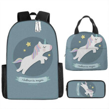 (Lunch pack) Children's Backpack Three-Piece Set for Primary and Secondary School Students: Cartoon Lunch Bag and Anime Pencil Case