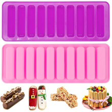 Forma de silicone antiaderente de 2 peças com 10 cavidades para assar barras de granola, barras de chocolate e muffins.