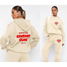 (L, Khaki 2) Sweatshirt and trousers suit fashionable sports long-sleeved pullover hooded sweatshirt