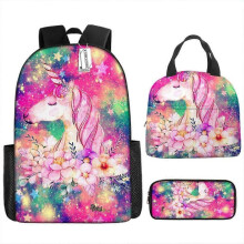 (pencil case) Children's Backpack Three-Piece Set for Primary and Secondary School Students: Cartoon Lunch Bag and Anime Pencil Case