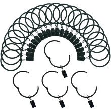 Argolas para cortina com presilhas, diâmetro interno de 38 mm (1,5 pol.), com abertura, pacote com 24 unidades, argolas de metal inoxidáveis