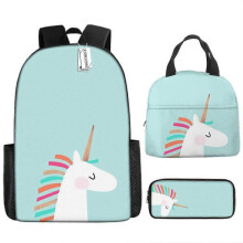 (Lunch pack) Children's Backpack Three-Piece Set for Primary and Secondary School Students: Cartoon Lunch Bag and Anime Pencil Case