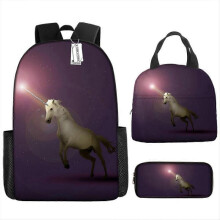 (Lunch pack) Children's Backpack Three-Piece Set for Primary and Secondary School Students: Cartoon Lunch Bag and Anime Pencil Case
