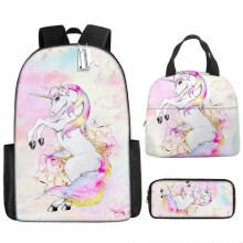 (Lunch pack) Children's Backpack Three-Piece Set for Primary and Secondary School Students: Cartoon Lunch Bag and Anime Pencil Case