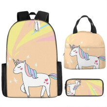(Lunch pack) Children's Backpack Three-Piece Set for Primary and Secondary School Students: Cartoon Lunch Bag and Anime Pencil Case