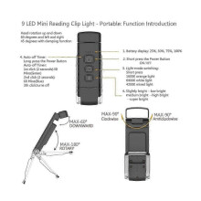 Rechargeable Clip-on Book Light with Timer and Bookmark for Reading at Night