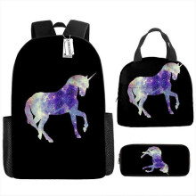 (Lunch pack) Children's Backpack Three-Piece Set for Primary and Secondary School Students: Cartoon Lunch Bag and Anime Pencil Case