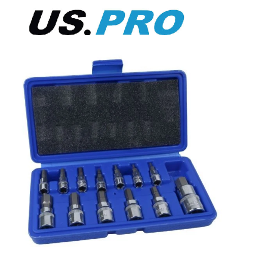 us pro US PRO Tools 13pc 1/4" 1/2" 3/8" Dr Drive Metric Hex Bit Socket Set 2097 1