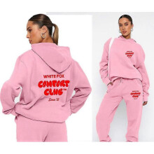 (XXXL, Pink 2) Sweatshirt and trousers suit fashionable sports long-sleeved pullover hooded sweatshirt