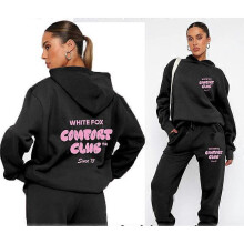 (L, Black 1) Sweatshirt and trousers suit fashionable sports long-sleeved pullover hooded sweatshirt