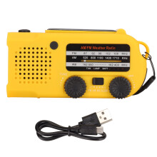 NOAA Weather Alert Emergency Radio With USB Charger Solar Powered Hand Crank Charging And LED Flashlight For Survival Kits And Emergency Preparedness