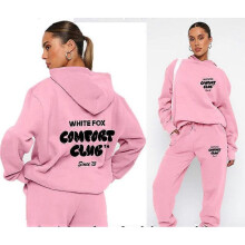 (XL, Pink 1) Sweatshirt and trousers suit fashionable sports long-sleeved pullover hooded sweatshirt
