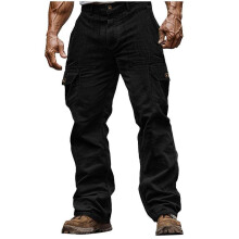 (XXL) 8 colors autumn and winter men's corduroy wear-resistant casual elastic waist multi-pocket solid color sports pants