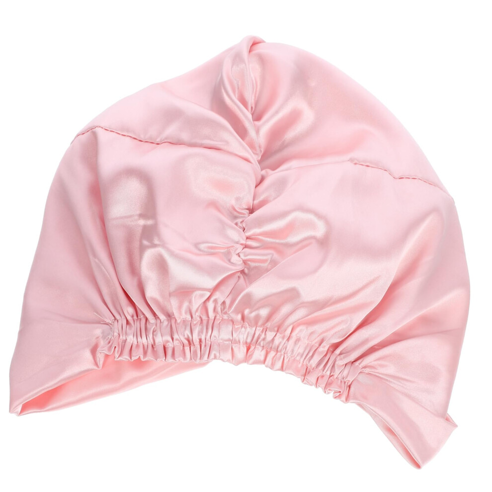 Unisex Pink Imitation Silk Hair Bonnet For Women Soft Cap Hair Wrap For Sleep And Makeup
