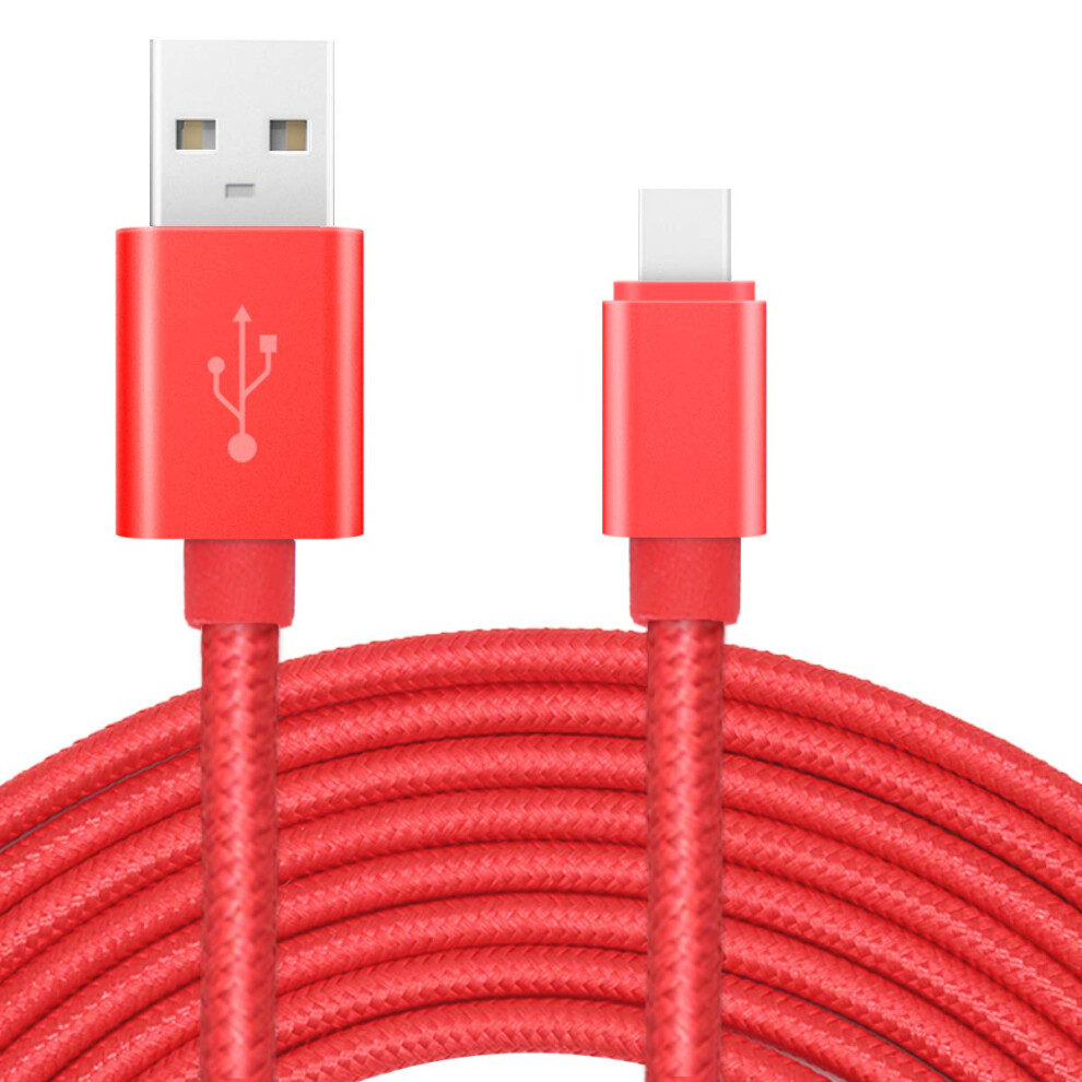 Usb Type C Cable 10Ft Fast Charging Nylon Braided Speed Data Sync Cord For Android Phones Tablets Red 9426802848724